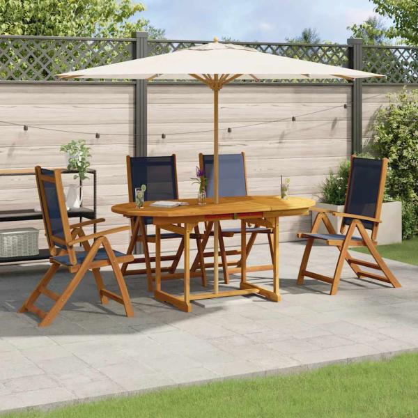 ARDEBO.de - 5-tlg. Garten-Essgruppe Massivholz Akazie und Textilene