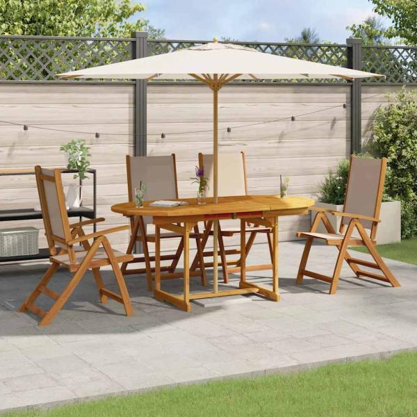 ARDEBO.de - 5-tlg. Garten-Essgruppe Massivholz Akazie und Textilene