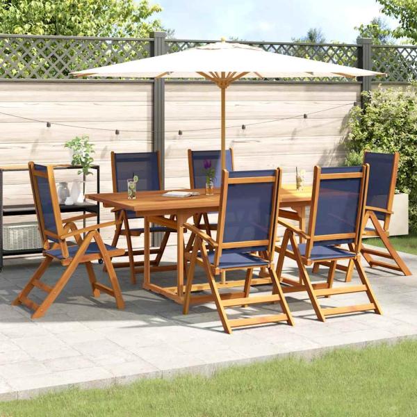 ARDEBO.de - 7-tlg. Garten-Essgruppe Massivholz Akazie und Textilene