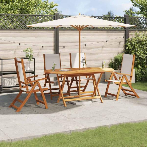 ARDEBO.de - 5-tlg. Garten-Essgruppe Massivholz Akazie und Textilene