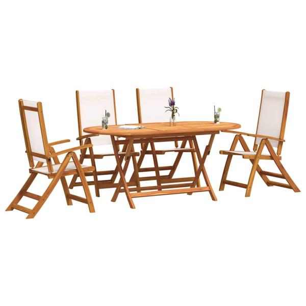 5-tlg. Garten-Essgruppe Massivholz Akazie und Textilene
