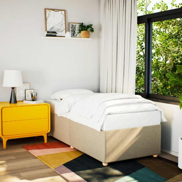 ARDEBO.de - Bettgestell ohne Matratze Creme 90x190 cm Stoff