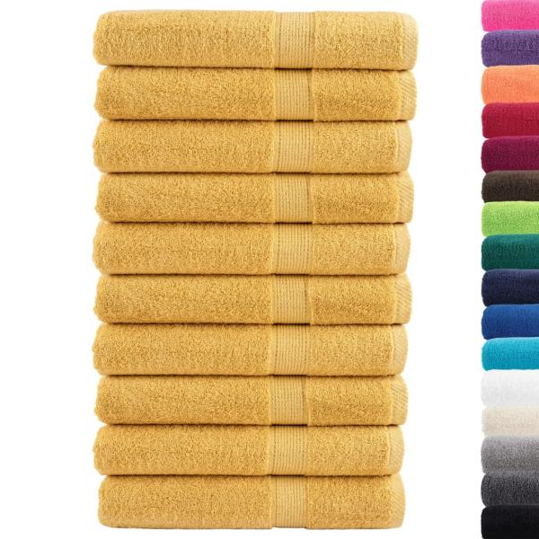 Premium Handtücher SOLUND 10 Stk. Gold 100x200 cm 600 g/m²