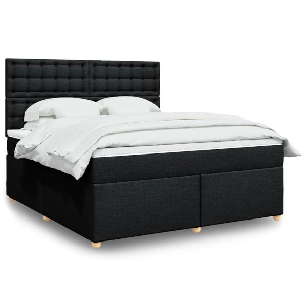 ARDEBO.de - Boxspringbett mit Matratze Schwarz 180x200 cm Stoff