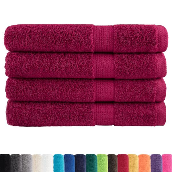Premium Handtücher SOLUND 4 Stk. Bordeaux 100x200 cm 600 g/m²