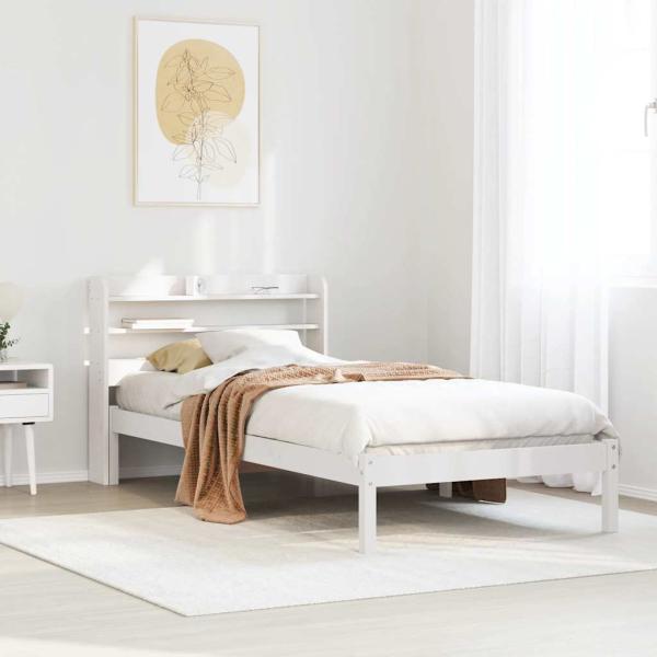 ARDEBO.de - Massivholzbett ohne Matratze Weiß 75x190 cm Kiefernholz