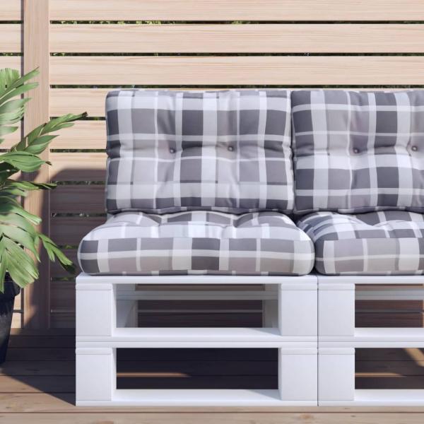 ARDEBO.de - Palettenkissen Grau Karomuster 60x40x12 cm Stoff