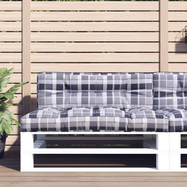 ARDEBO.de - Palettenkissen Grau Karomuster 120x40x12 cm Stoff