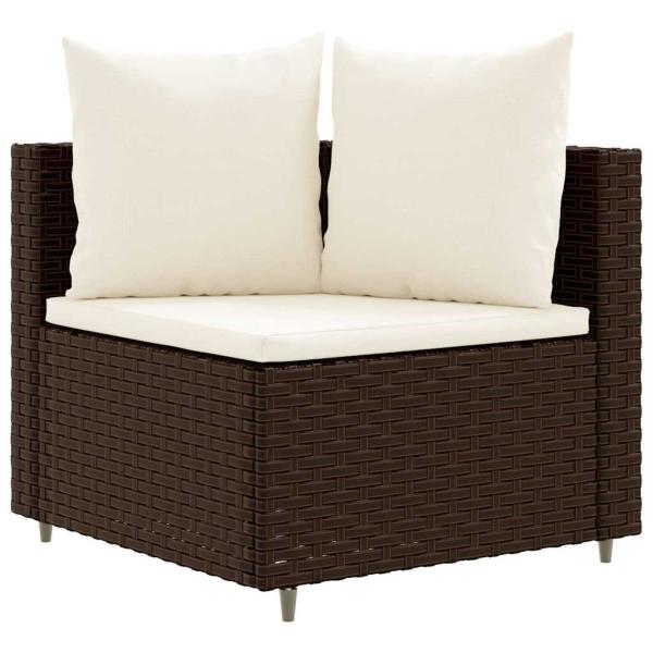 5-tlg. Garten-Sofagarnitur mit Kissen Braun Poly Rattan