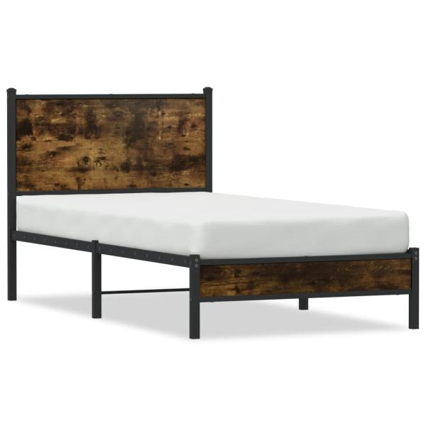Metallbett ohne Matratze Räuchereiche 75x190 cm