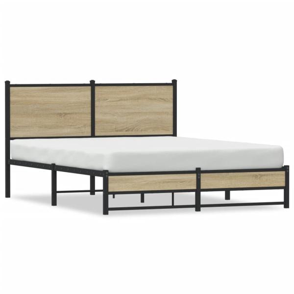 Metallbett ohne Matratze Sonoma-Eiche 140x190 cm