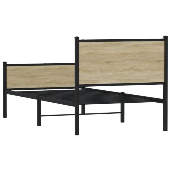 Metallbett ohne Matratze Sonoma-Eiche 100x200 cm