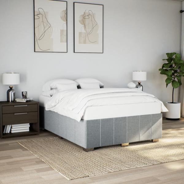 ARDEBO.de - Bettgestell ohne Matratze Hellgrau 140x190 cm Stoff