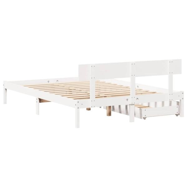 Massivholzbett ohne Matratze Weiß 140x200 cm Kiefernholz