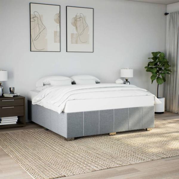 ARDEBO.de - Bettgestell ohne Matratze Hellgrau 180x200 cm Stoff
