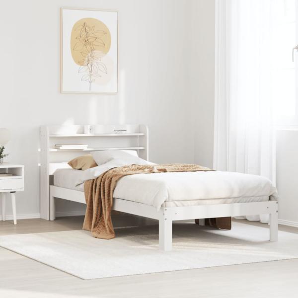 ARDEBO.de - Bettgestell mit Kopfteil ohne Matratze Weiß 75x190 cm