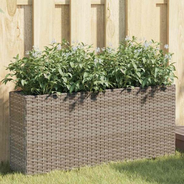 ARDEBO.de - Pflanzkübel mit 2 Töpfen 2 Stk. Grau 90x20x40 cm Poly Rattan