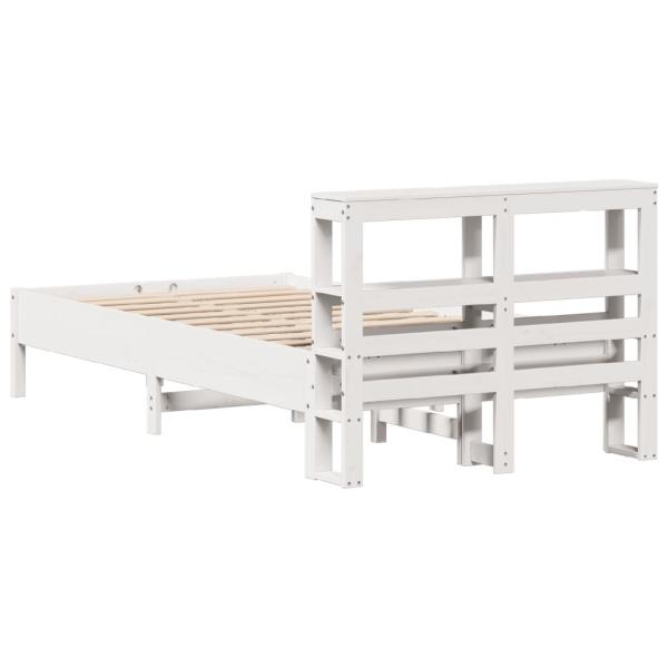 Massivholzbett ohne Matratze Weiß 75x190 cm Kiefernholz