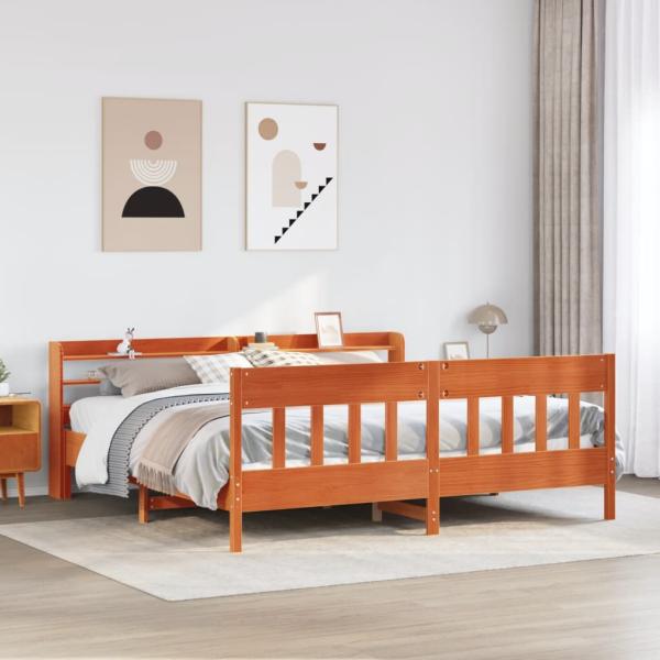 ARDEBO.de - Massivholzbett ohne Matratze Wachsbraun 180x200 Kiefernholz