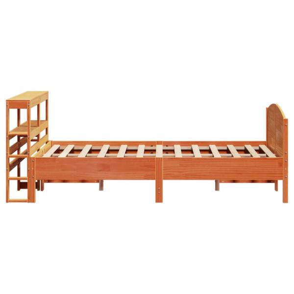 Massivholzbett ohne Matratze Wachsbraun 135x190 cm Kiefernholz