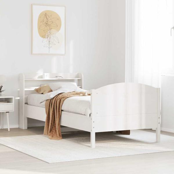 ARDEBO.de - Massivholzbett ohne Matratze Weiß 75x190 cm Kiefernholz