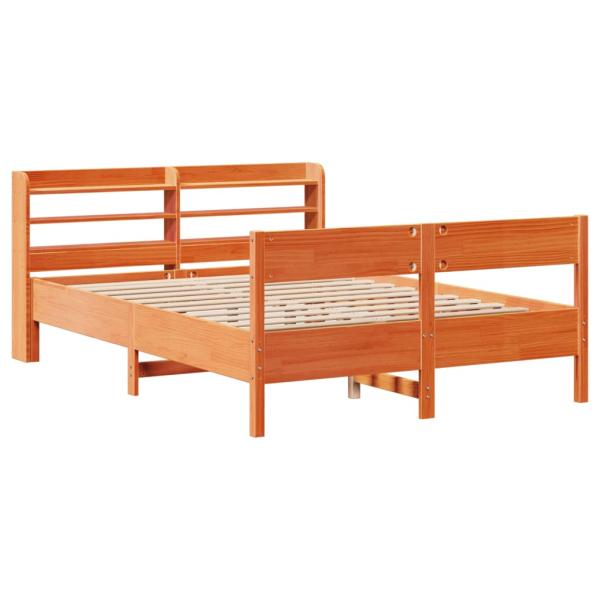 Massivholzbett ohne Matratze Wachsbraun 150x200 cm Kiefernholz