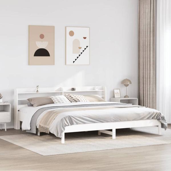 ARDEBO.de - Massivholzbett ohne Matratze Weiß 180x200 cm Kiefernholz