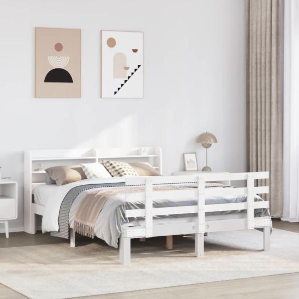 ARDEBO.de - Bettgestell mit Kopfteil ohne Matratze Weiß 140x200 cm