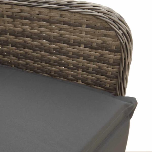9-tlg. Garten-Bistro-Set mit Kissen Grau Poly Rattan
