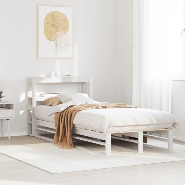 ARDEBO.de - Massivholzbett ohne Matratze Weiß 75x190 cm Kiefernholz