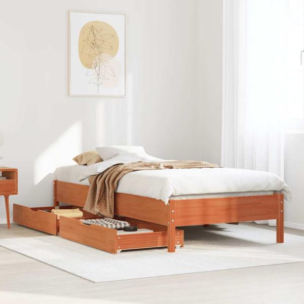ARDEBO.de - Massivholzbett ohne Matratze Wachsbraun 90x200 Kiefernholz