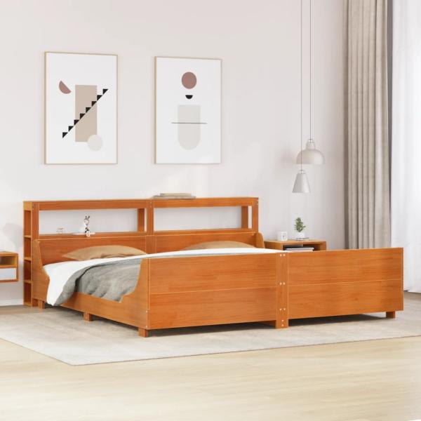 ARDEBO.de - Massivholzbett ohne Matratze Wachsbraun 200x200 Kiefernholz