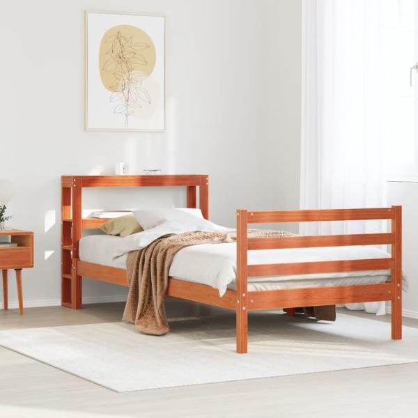 ARDEBO.de - Massivholzbett ohne Matratze Wachsbraun 75x190 cm Kiefernholz