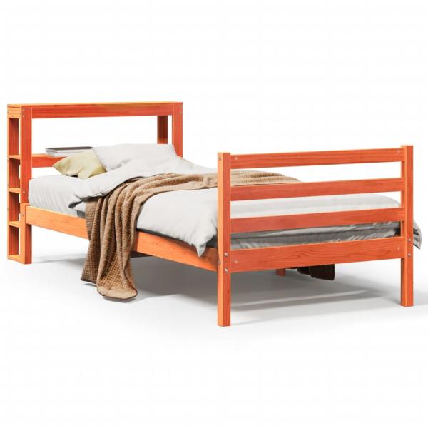 Massivholzbett ohne Matratze Wachsbraun 75x190 cm Kiefernholz