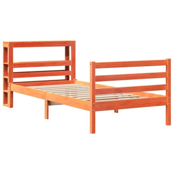 Massivholzbett ohne Matratze Wachsbraun 75x190 cm Kiefernholz