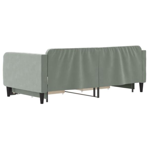 Tagesbett Ausziehbar mit Schubladen Hellgrau 100x190 cm Samt