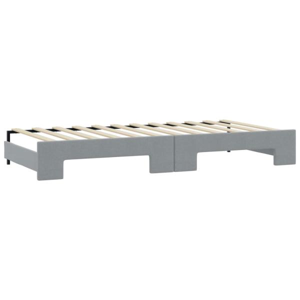 Tagesbett Ausziehbar mit Schubladen Hellgrau 100x190 cm Stoff
