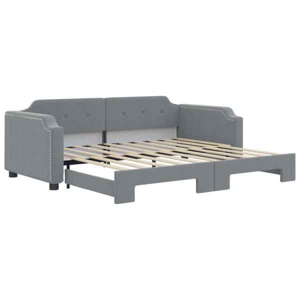 Tagesbett Ausziehbar Hellgrau 100x190 cm Stoff