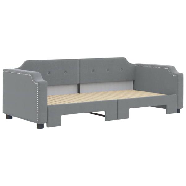 Tagesbett Ausziehbar Hellgrau 100x190 cm Stoff