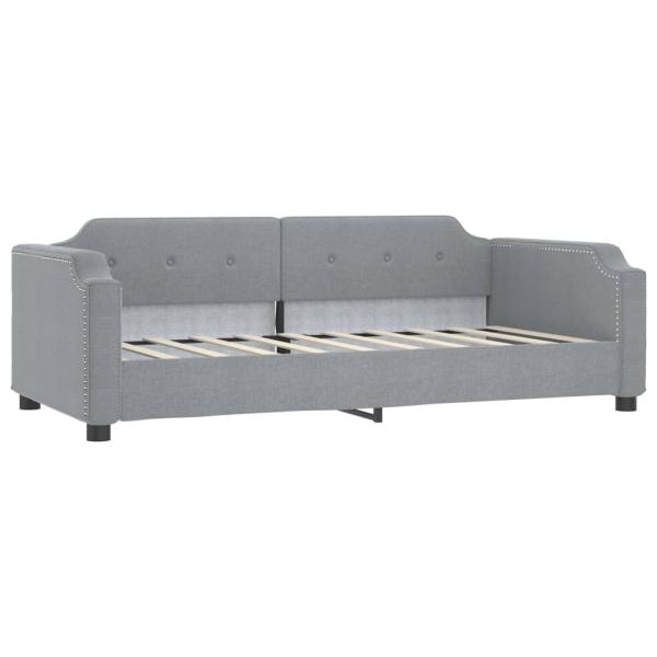 Tagesbett Ausziehbar Hellgrau 100x190 cm Stoff