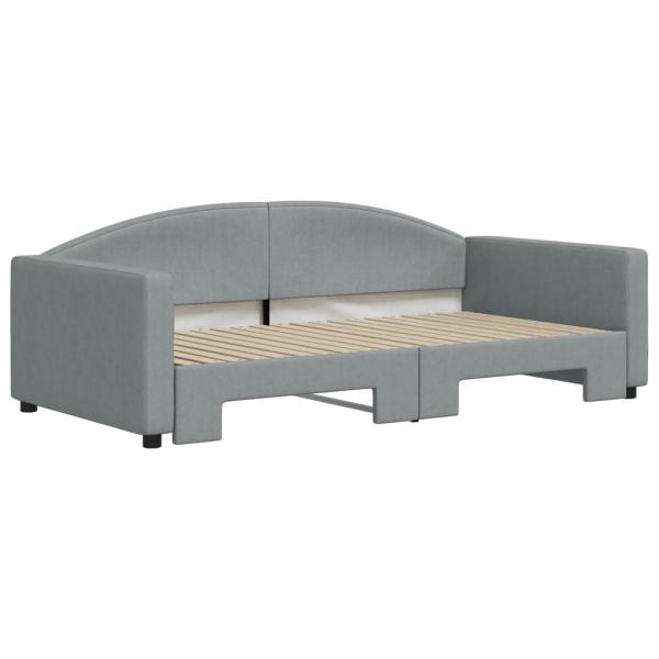 Tagesbett Ausziehbar Hellgrau 100x190 cm Stoff
