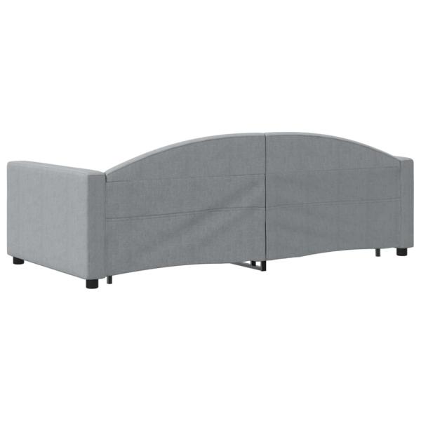 Tagesbett Ausziehbar Hellgrau 100x190 cm Stoff