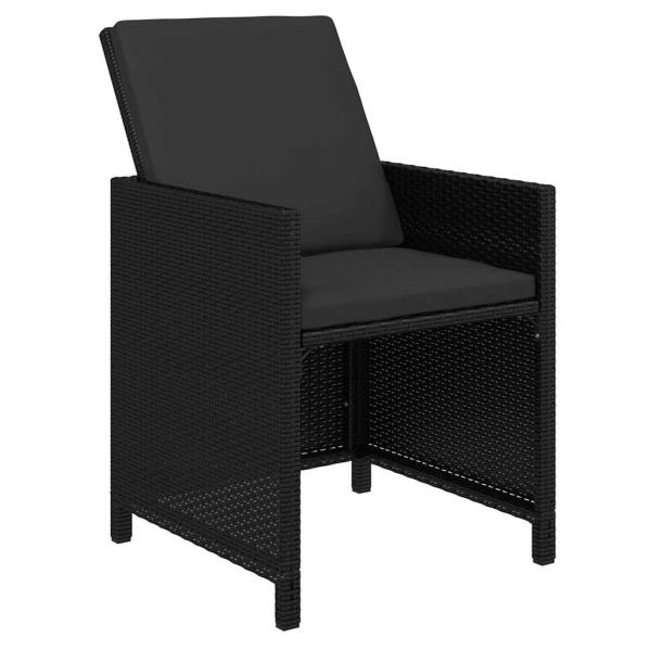 17-tlg. Garten-Essgruppe mit Kissen Schwarz Poly Rattan