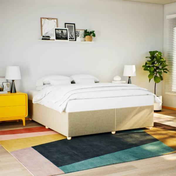 ARDEBO.de - Bettgestell ohne Matratze Creme 200x200 cm Stoff