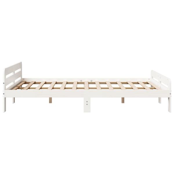 Massivholzbett ohne Matratze Weiß 140x190 cm Kiefernholz