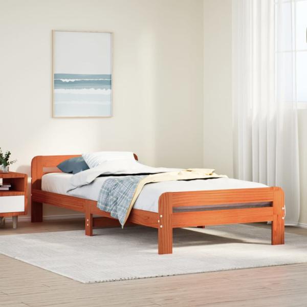 ARDEBO.de - Massivholzbett ohne Matratze Wachsbraun 75x190 cm Kiefernholz