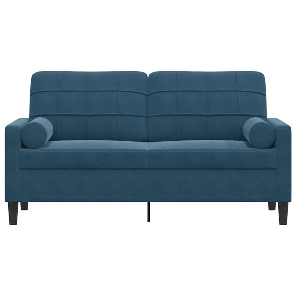 2-Sitzer-Sofa mit Zierkissen Blau 140 cm Samt