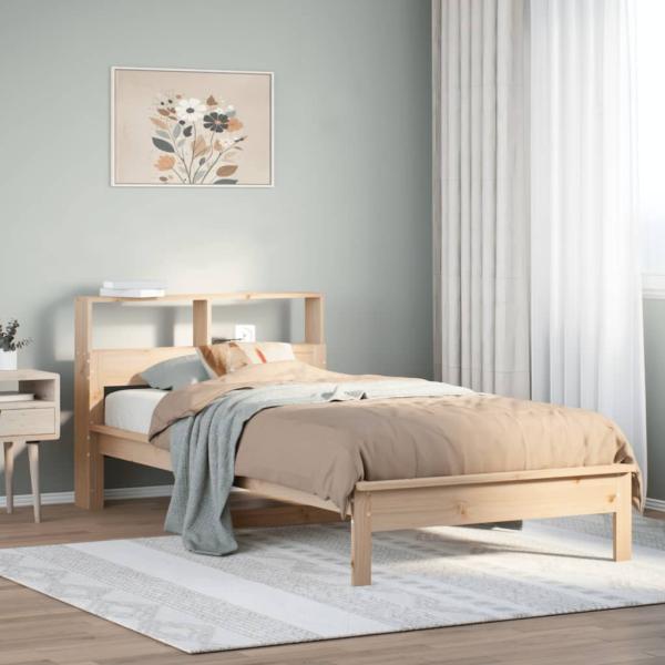 ARDEBO.de - Massivholzbett mit Regal ohne Matratze 100x200 cm Kiefer