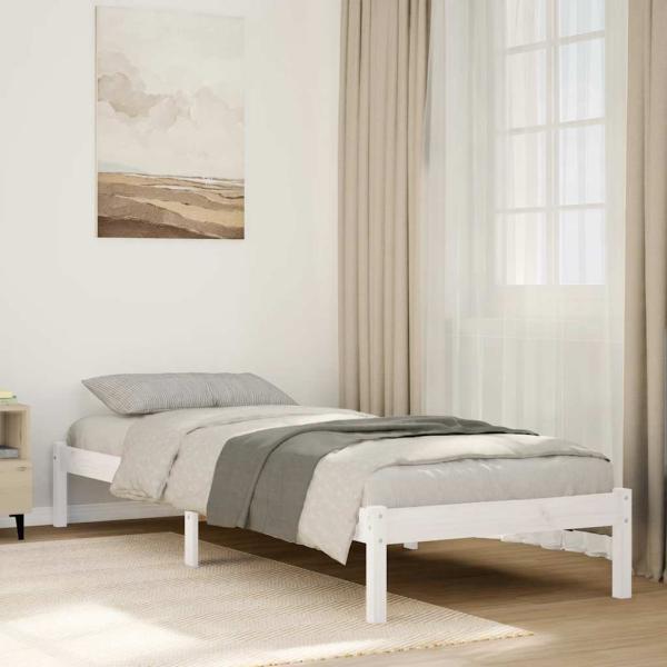 ARDEBO.de - Massivholzbett Extra Lang ohne Matratze Weiß 90x220 Kiefernholz
