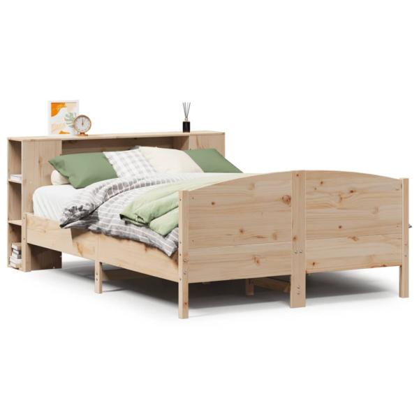 Massivholzbett mit Regal ohne Matratze 135x190 cm Kiefer